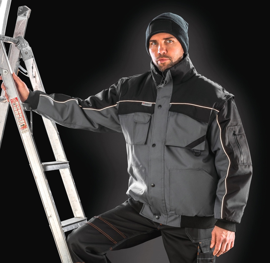 [R71-Grey_Black-S] R71 - Blouson manches amovibles Heavy Duty - Grey_Black (S)