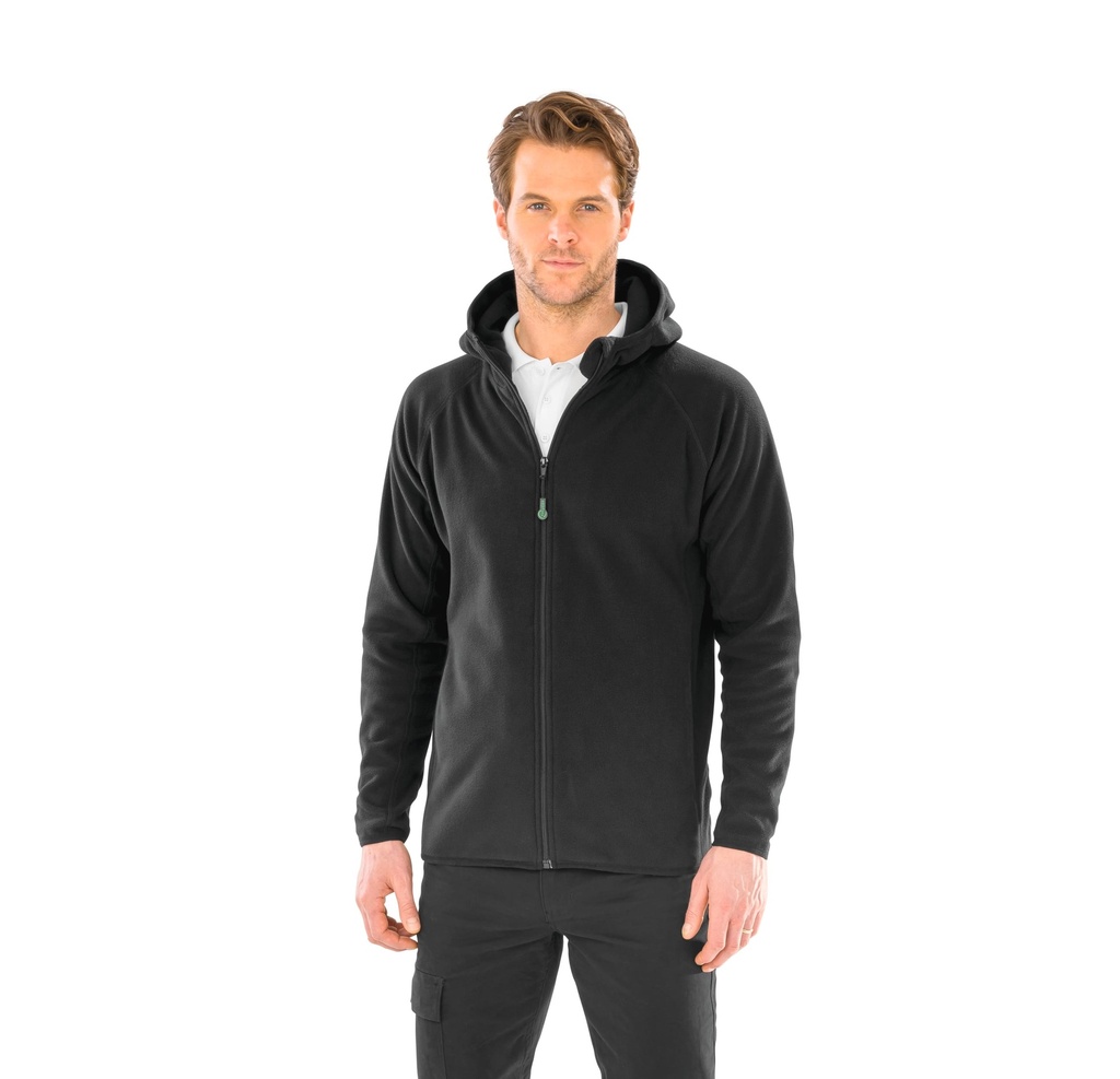 [R906X-Black-XS] R906X - Veste à capuche en micropolaire recyclée - Black (XS)