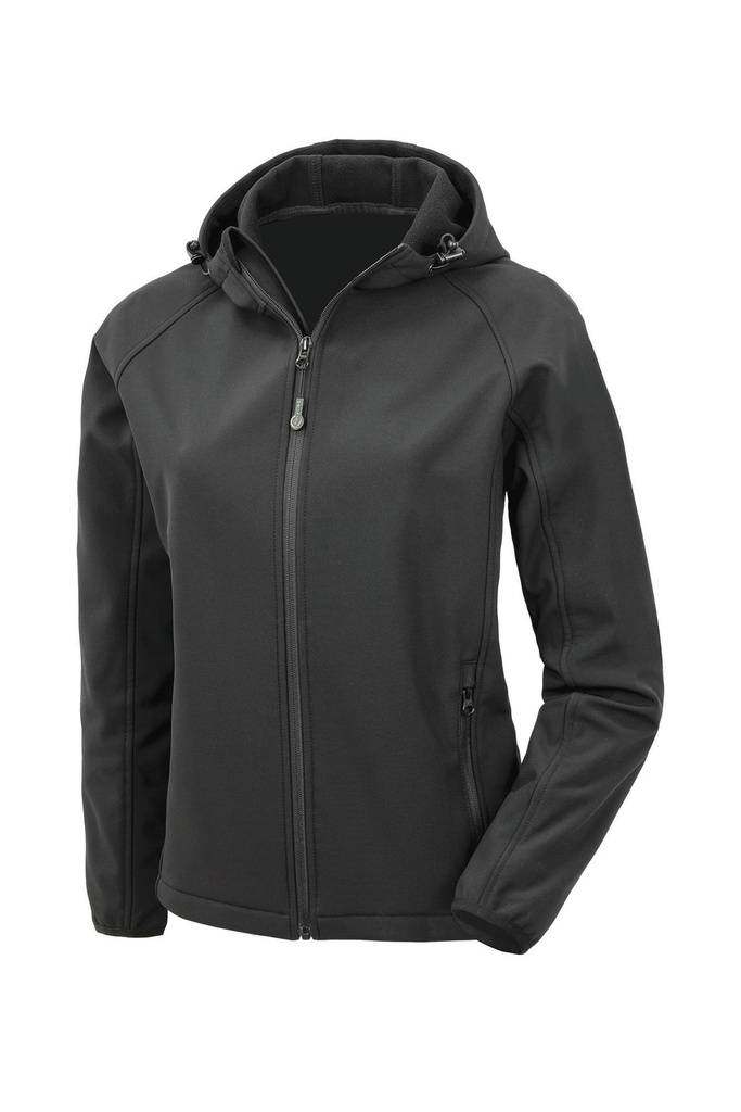 [R911F-Black-XS] R911F - Veste softshell recyclée 3 couches à capuche femme - Black (XS)