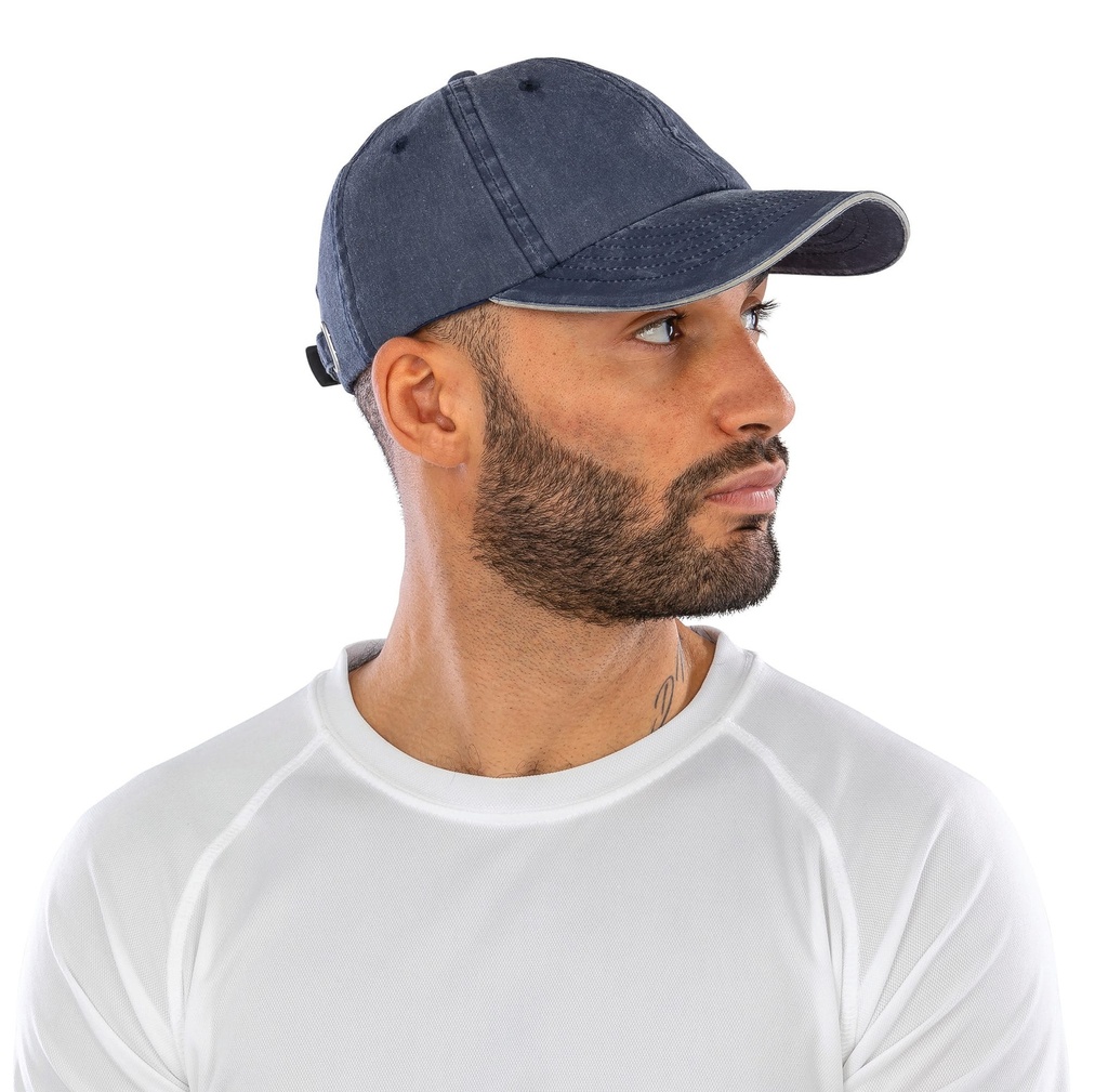 [RC054X-Navy_Putty-OneSize] RC054X - Casquette coton fine ligne lavé avec visière sandwich - Navy_Putty