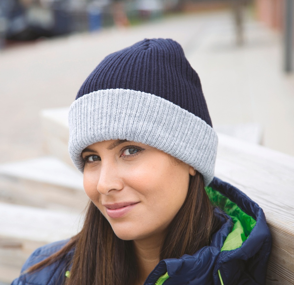 [RC378X-Navy_Grey-OneSize] RC378X - Bonnet tressé - Navy_Grey