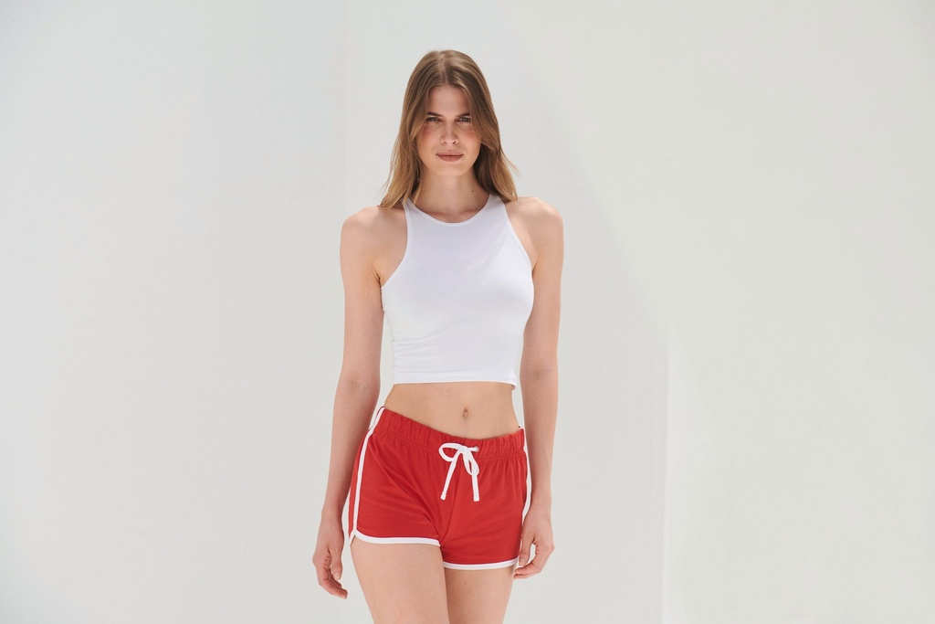 [SK069-Black_White-XS] SK069 - Short Femme Rétro - Black_White (XS)