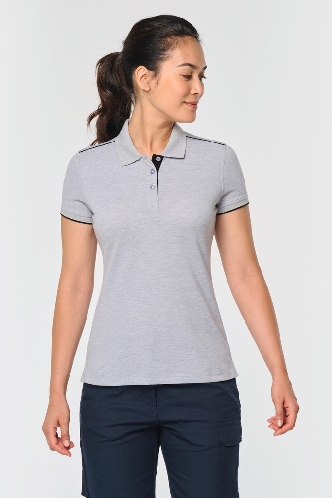 WK271 - Polo Day To Day contrasté manches courtes femme - Navy_FluorescentOrange