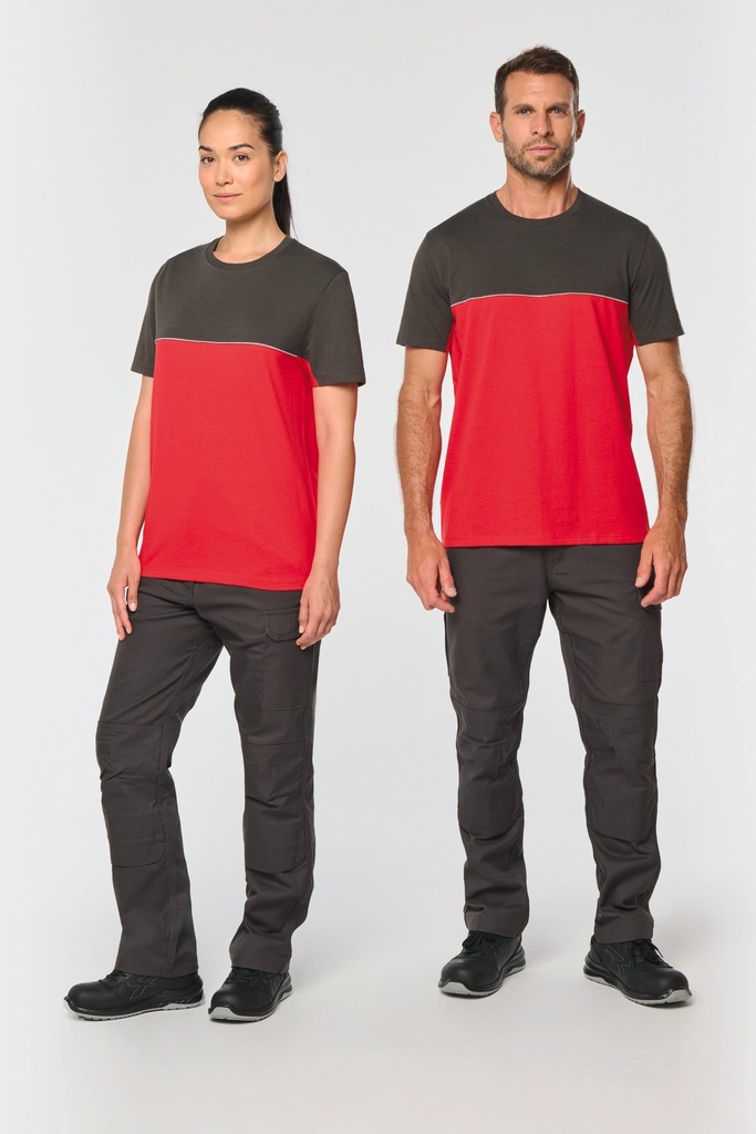 [WK304-Black_DarkGrey-XS] WK304 - T-shirt bicolore écoresponsable manches courtes unisexe - Black_DarkGrey (XS)