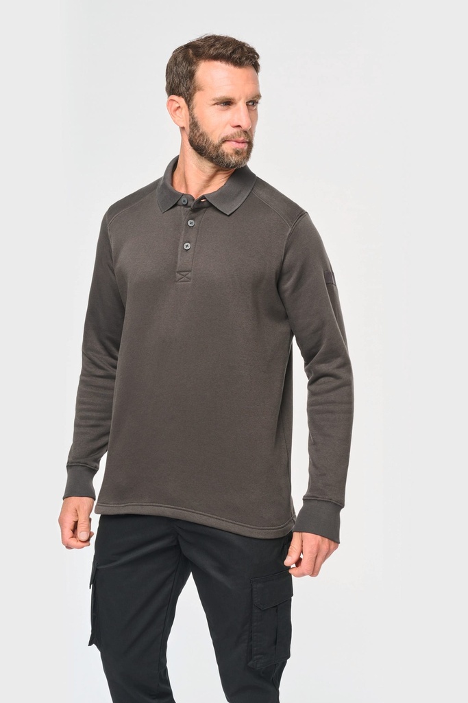 [WK4000-DarkGrey-XS] WK4000 - Sweat-shirt col polo homme - DarkGrey (XS)