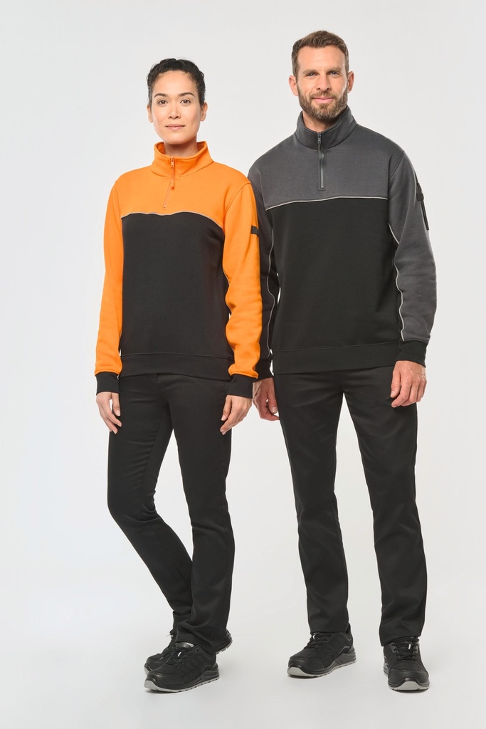 [WK404-Black_Yellow-XS] WK404 - Sweat-shirt écoresponsable col zippé unisexe - Black_Yellow (XS)