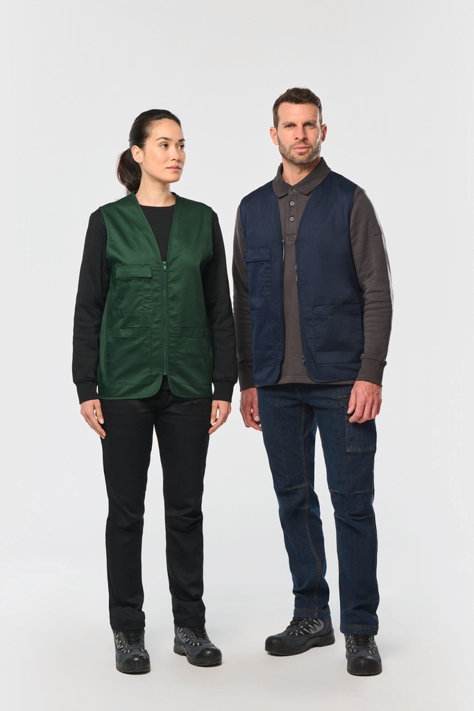 [WK608-ForestGreen-XS] WK608 - Gilet polycoton multipoches unisexe - ForestGreen (XS)