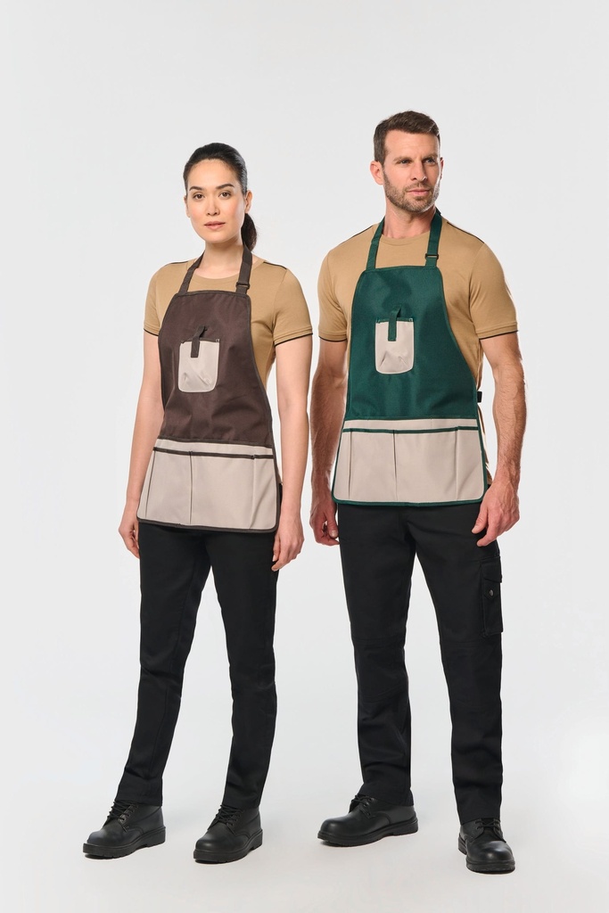 [WK840-Chocolate_Beige-OneSize] WK840 - Tablier de jardinier imperméable écoresponsable unisexe - Chocolate_Beige