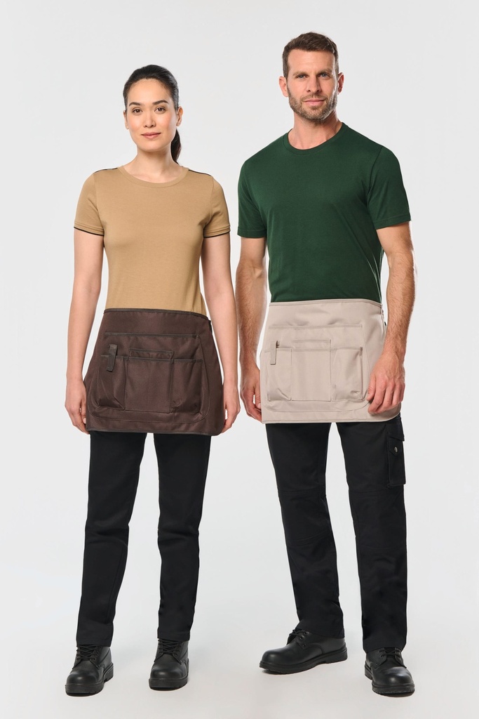 [WK841-Beige-OneSize] WK841 - Tablier court de jardinage écoresponsable unisexe - Beige
