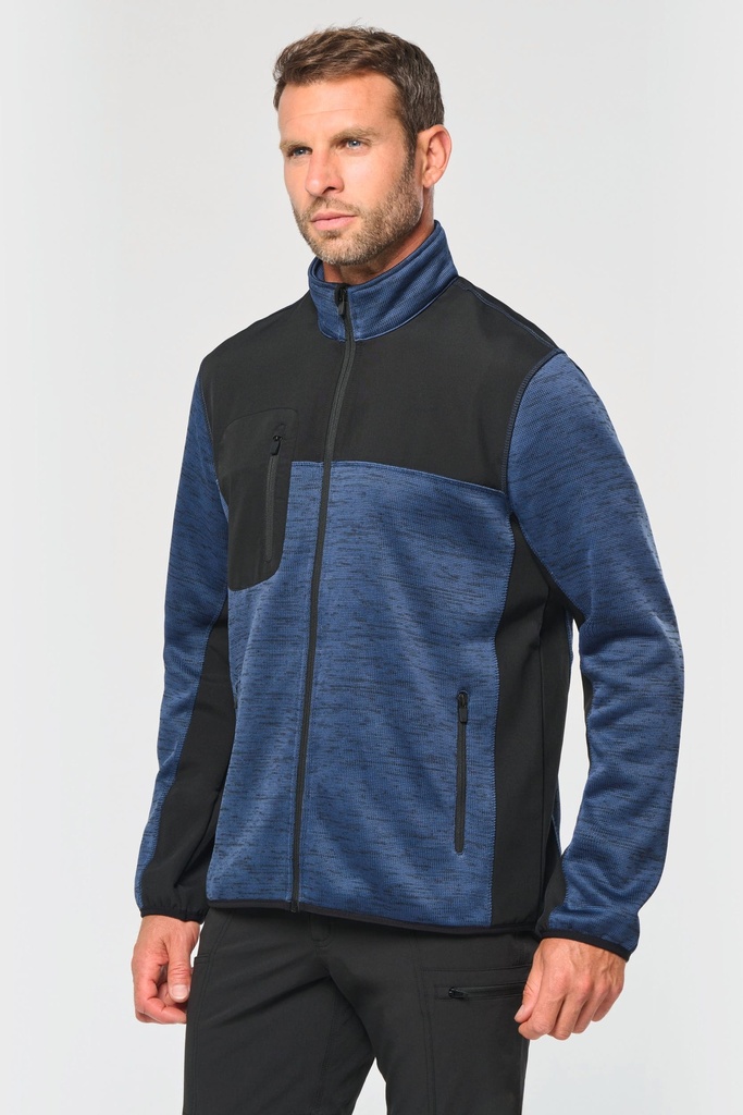 [WK9108-Black-S] WK9108 - Veste recyclée en polytricot homme - Black (S)