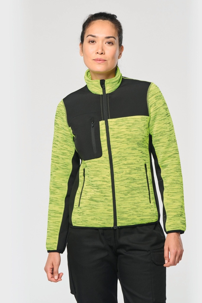 [WK9109-RedMelange_Black-XS] WK9109 - Veste recyclée en polytricot femme - RedMelange_Black (XS)