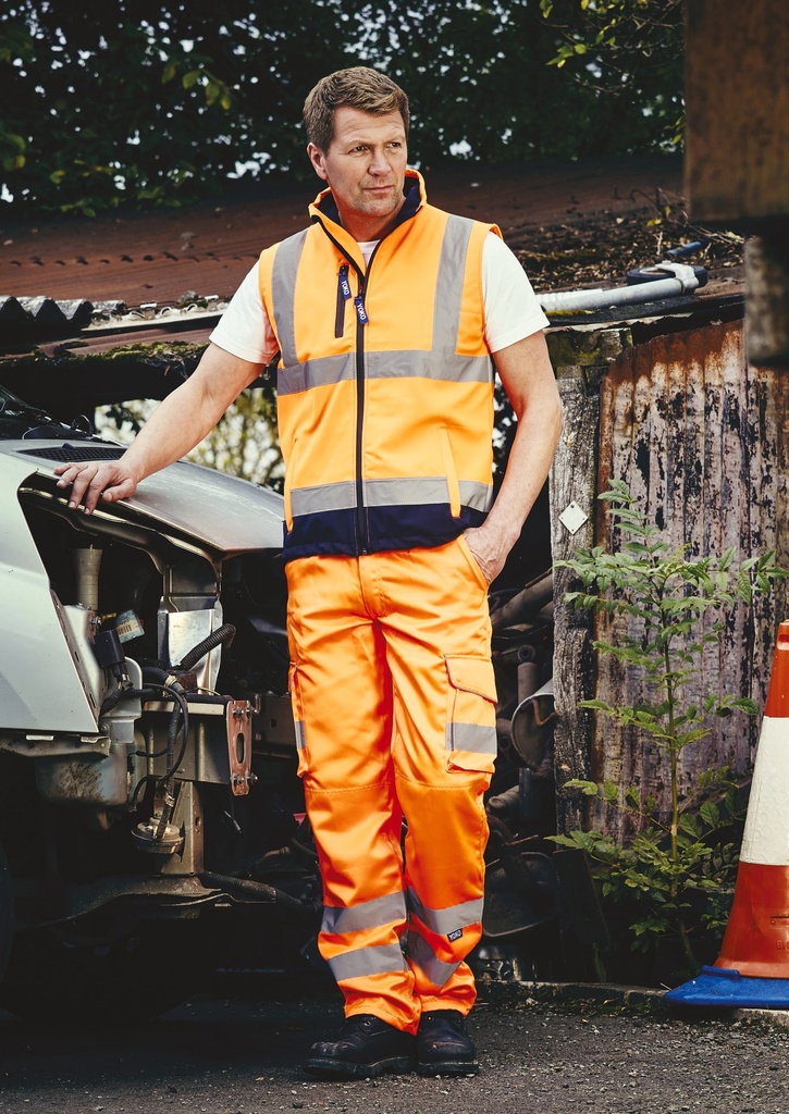 [YHV018T-HiVisYellow-44FR] YHV018T - Pantalon Cargo haute visibilité - HiVisYellow (44FR)