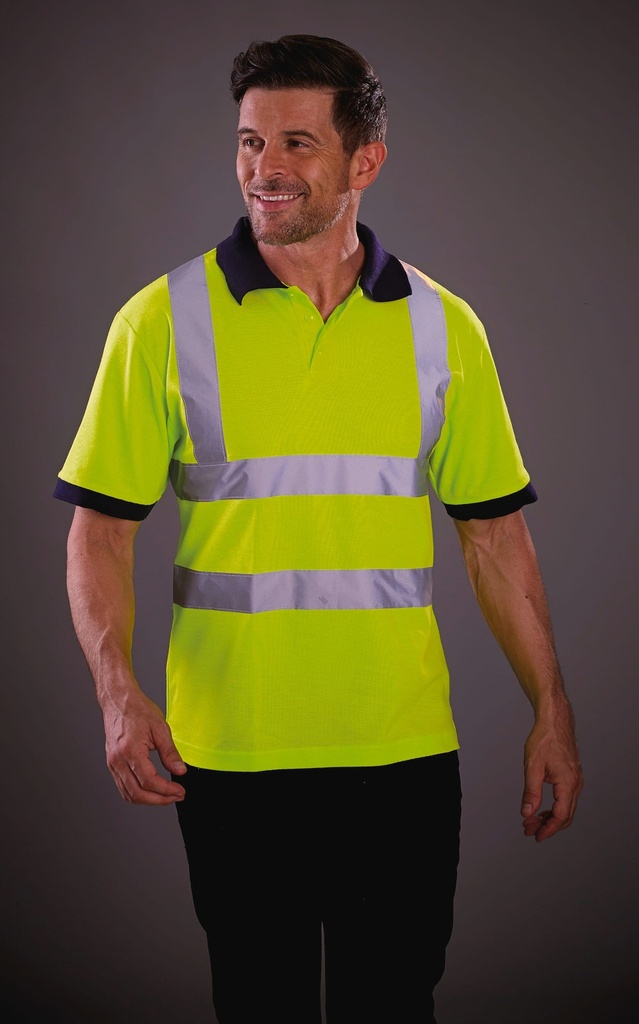 [YHVJ210-HiVisOrange-S] YHVJ210 - Polo manches courtes haute visibilité - HiVisOrange (S)