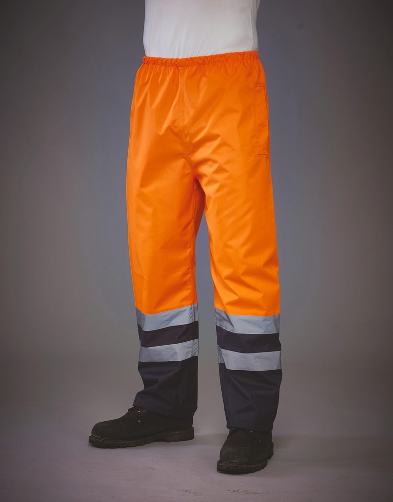 [YHVS46-HiVisYellow_Navy-S] YHVS46 - Surpantalon haute visibilité imperméable - HiVisYellow_Navy (S)