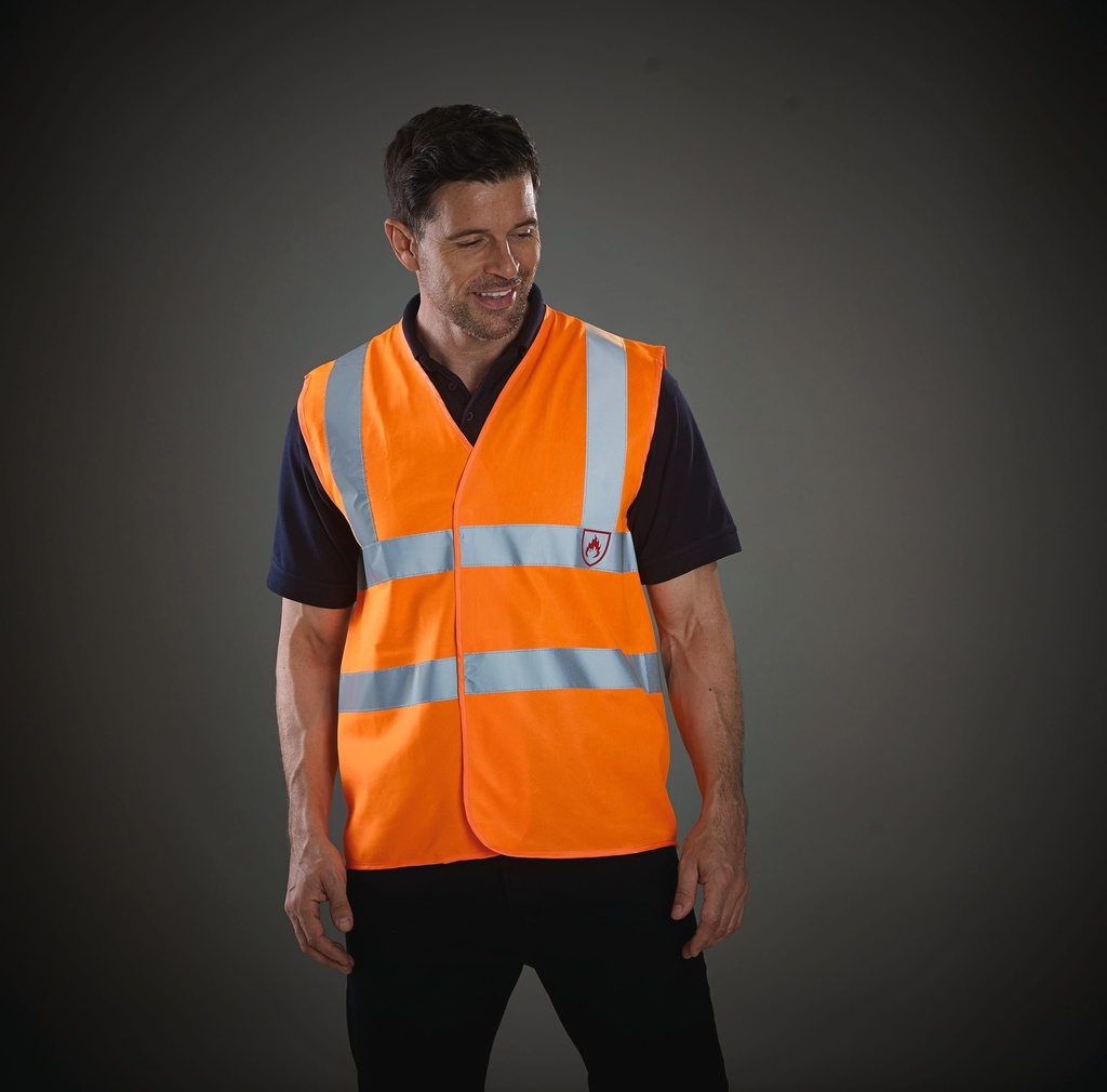YHVW100FR - Gilet haute visibilité & LSF (chaleur et flamme) - HiVisOrange