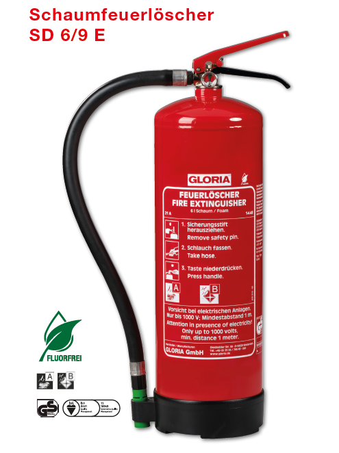 [814222.1808] GLORIA FEUERLOESCHER SCHAUM SD 6 E  / EXTINCTEUR CLASS AB6L SD 6 E 21A 6LE 144B 9LE 5 °C bis +60 °C DUREE DE VIE 5 ANS