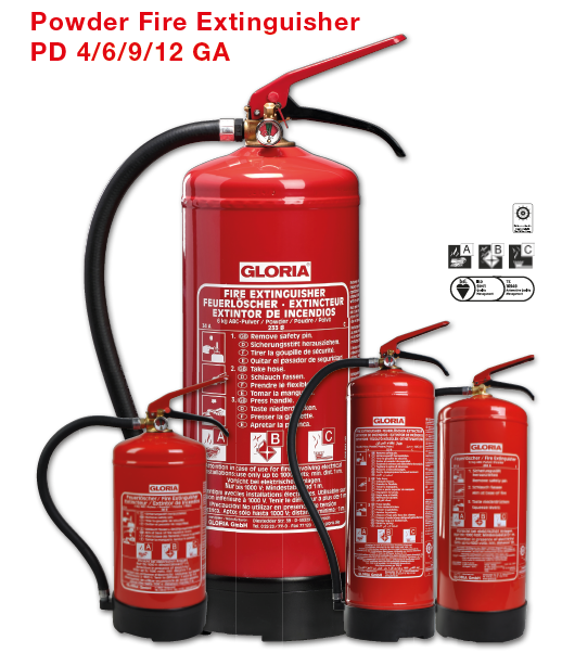 GLORIA FEUERLOESCHER PD6GA / EXTINCTEUR CLASS ABC 6KG M. MANOMETER  CE GENORMT DAUERDRUCKLOESCHER MIT CHECKCONTROL 34A 10LE / 233B 15LE DUREE DE VIE 5 ANS