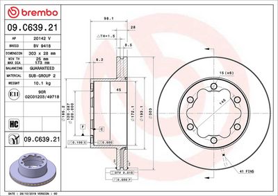 [09C63921] [⚠Déstockage] DISQUES DE FREIN BREMBO