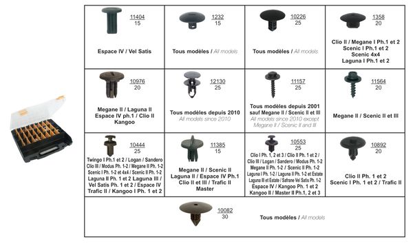 [A0000026] ASSORTMENT BOX OF ENGINE SURROUDING FASTENERS DACIA-RENAULT TYPE